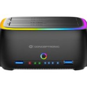 Docking USB-C Conceptronic DONN36B Doble SATA RGB Negro