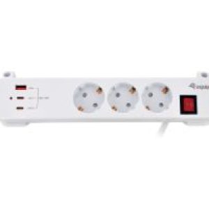 Regleta Equip EQ245556 3 Schuko 2xUSB-C 1xUSB-A Blanco
