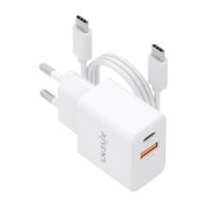 Cargador AISENS GaN 20W 1xUSB-C 1xUSB-A Cable 1m Blanco