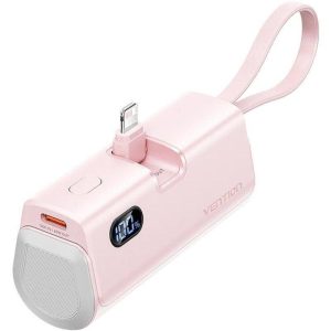 POWERBANK VENTION 4800MAH 2XUSB-C + LIGHTNING PLEGABLE 22.5W ROSE