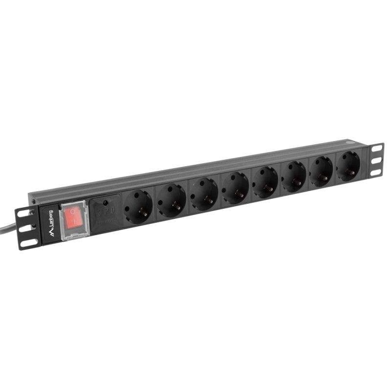 REGLETA LANBERG 8 SCHUKOS CON PROTECCION 2M BLACK - Imagen 3